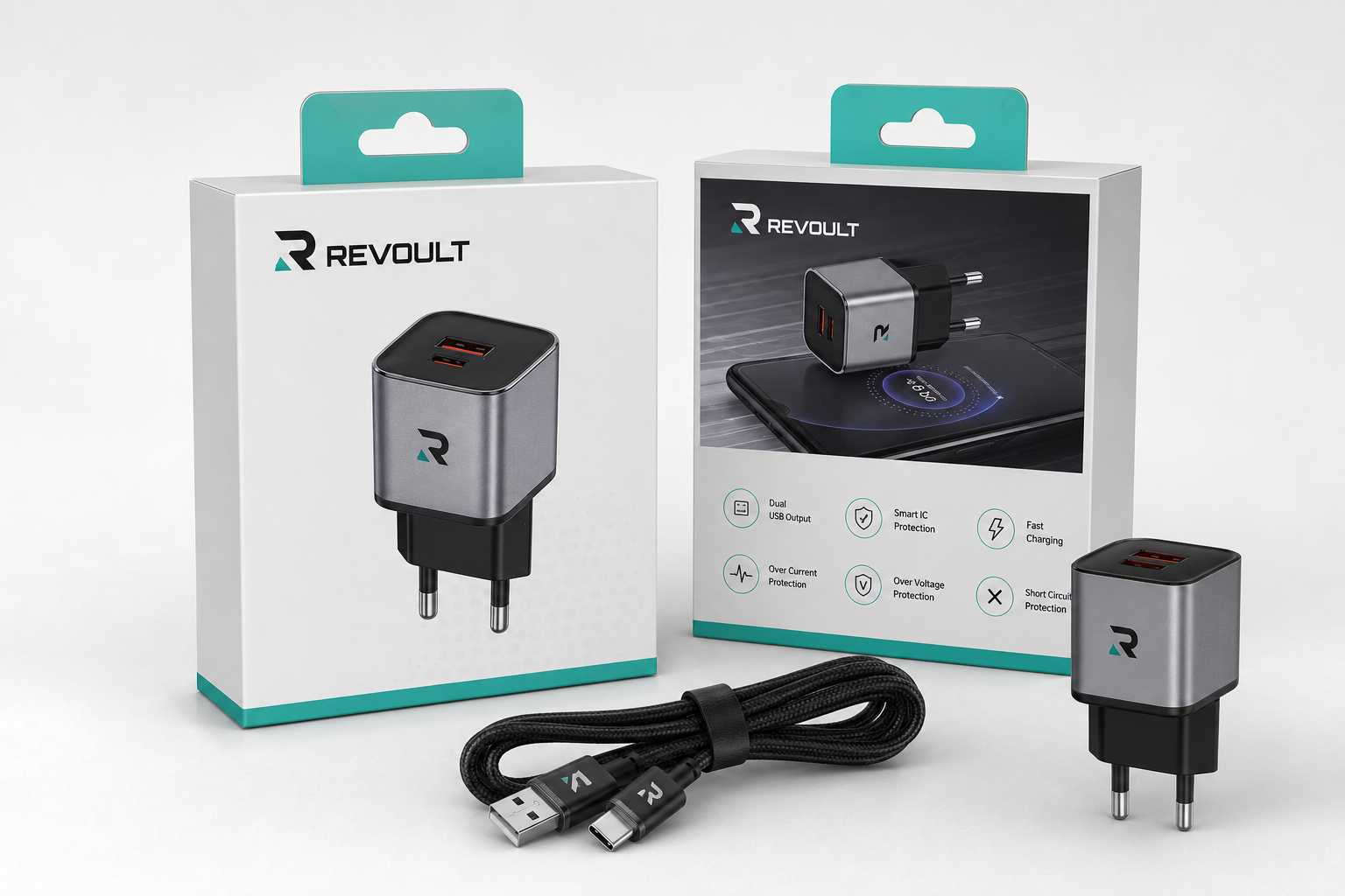 REVOULT 45W Dual Port Fast Charger (USB + Type-C)