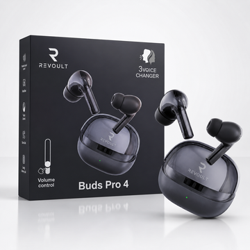 REVOULT Buds Pro 4 Wireless Earbuds – Black & White Edition | Touch Control, Deep Bass & HD Calling
